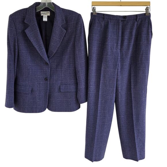 Pendleton VTG 90s Purple Glen Plaid Wool Blazer Jacket  & Pants Suit 10 Petite - Picture 13 of 13